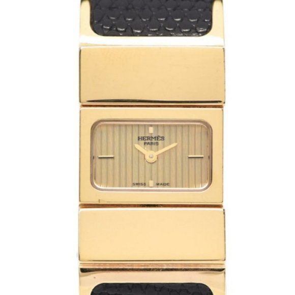 Hermes Accessories - HERMES Watch Loquet Women's Gold Lizard Bangle L01.201